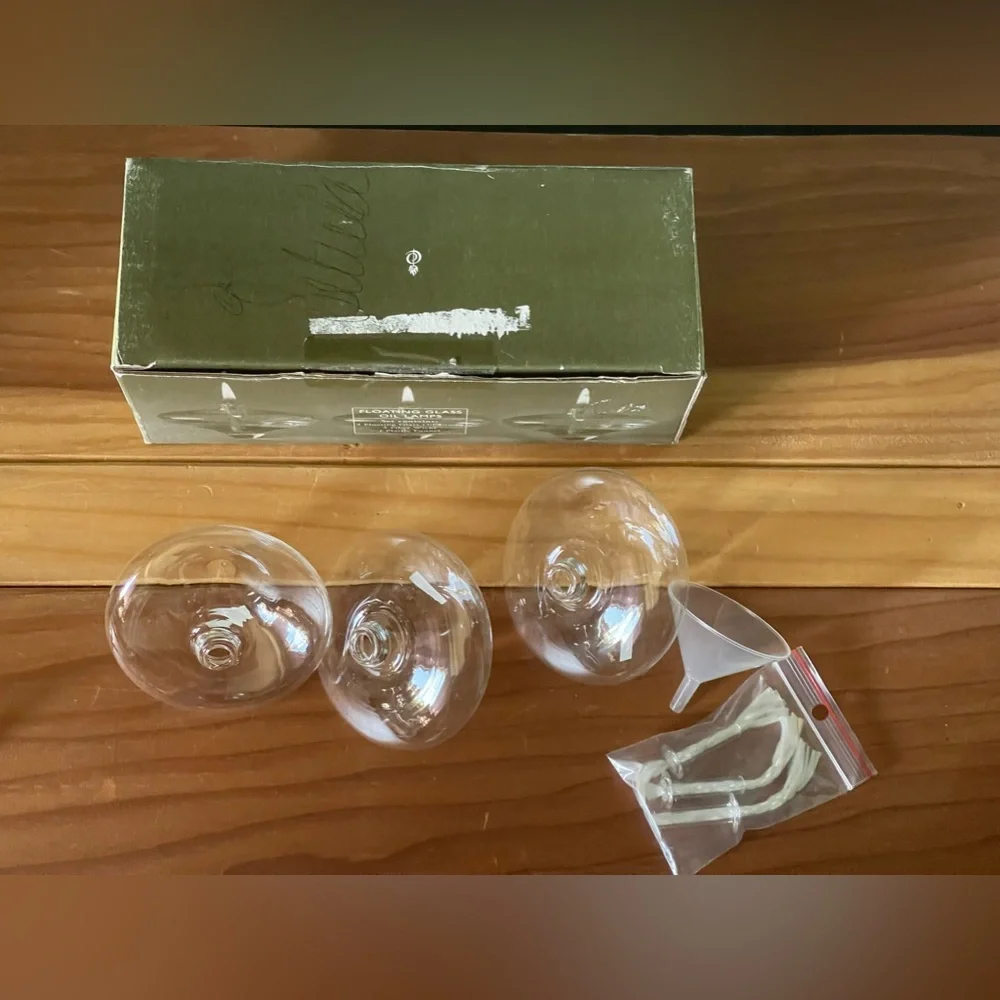 Set Of 3 Illuminations Glass Floating Oil Lamps Candles